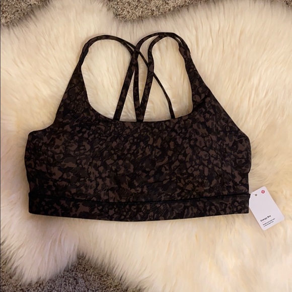 🐆 NWT Lululemon Energy Bra Leopard Print Black 12 🐆 - Picture 6 of 11